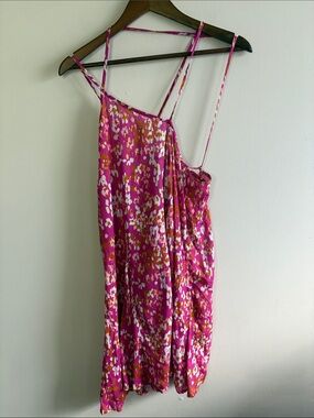 Anthropologie Pink Floral Strappy Swing Mini Dress Small